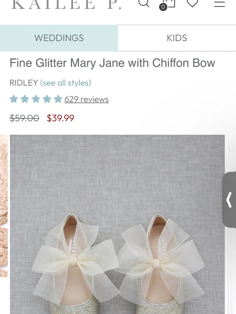 Girls Gold Glitter Dress Shoes with Sheer Bow